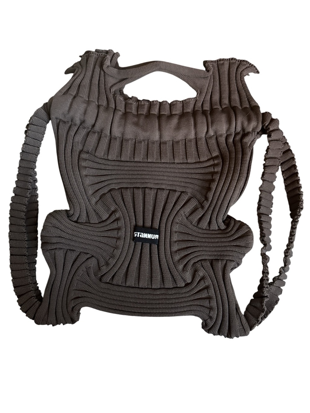 Chocolate Brown Ribbed Knit Backpack